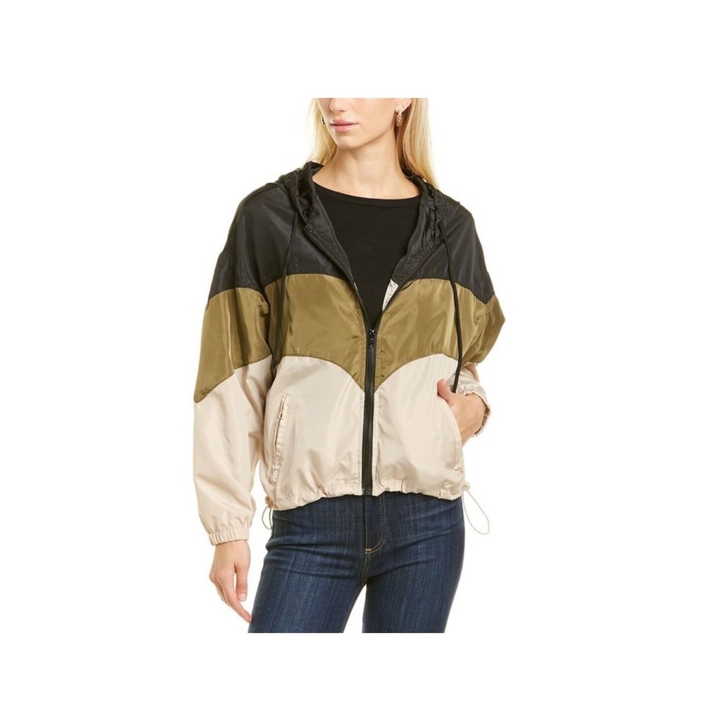 Deluc‎ Womens Gal Jacket Colorblock Windbreaker With Hood Size Medium